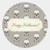 Pixel Art Gothic Spooky Skull Patroon Ronde Sticker (Voorkant)