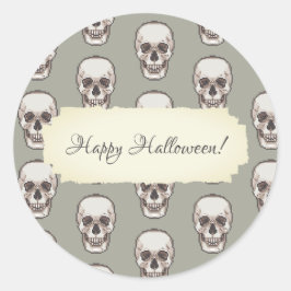 Pixel Art Gothic Spooky Skull Patroon Ronde Sticker