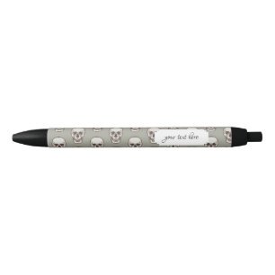 Pixel Art Gothic Spooky Skull Patroon Zwarte Inkt Pen