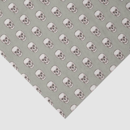 Pixel Art Gotische Griezelschedel Patroon Tissuepapier (Detail)