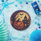 Pixel Art Halloween Paper Plates Papieren Bordje (Feest)
