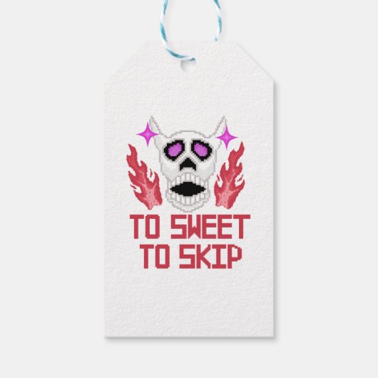 Pixel Art Halloween pompoenen, schedels en vleermu Cadeaulabel (Achterkant)