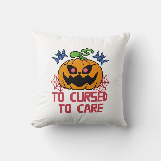 Pixel Art Halloween pompoenen, schedels en vleermu Kussen (Voorkant)