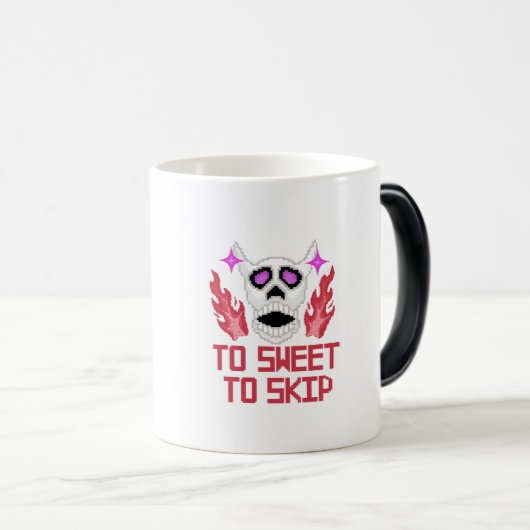 Pixel Art Halloween pompoenen, schedels en vleermu Magische Mok (Voorkant rechts)