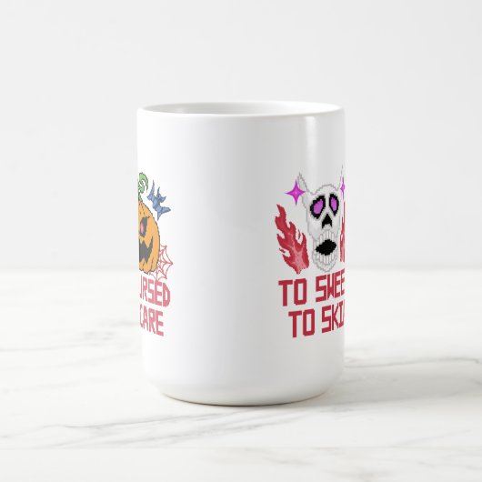 Pixel Art Halloween pompoenen, schedels en vleermu Magische Mok (Midden)