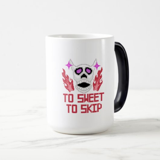 Pixel Art Halloween pompoenen, schedels en vleermu Magische Mok (Voorkant rechts)