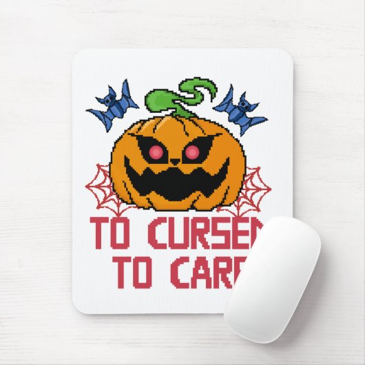 Pixel Art Halloween pompoenen, schedels en vleermu Muismat (Met muis)