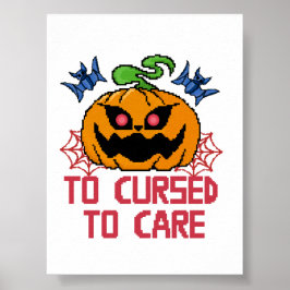Pixel Art Halloween pompoenen, schedels en vleermu Poster