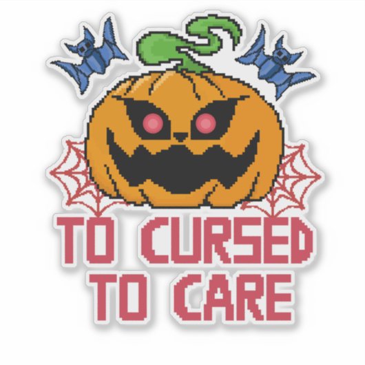 Pixel Art Halloween pompoenen, schedels en vleermu Sticker (Voorkant)
