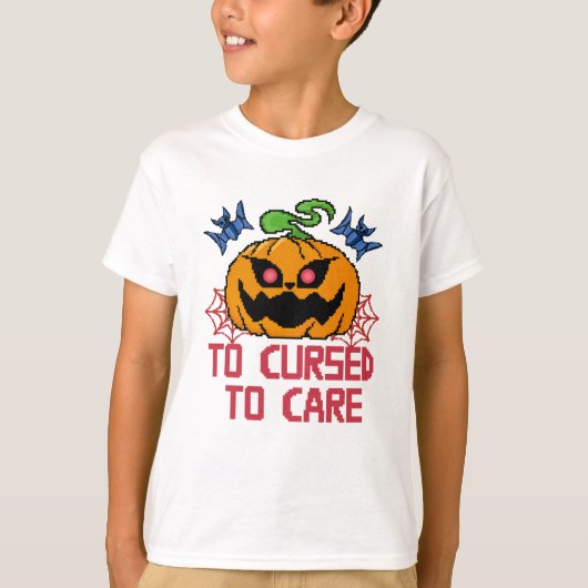 Pixel Art Halloween pompoenen, schedels en vleermu T-shirt (Voorkant)