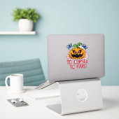 Pixel Art Halloween Pompoenen, Schedels & Vleermui Sticker (Laptop op bureau)