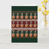 Pixel Art Heet Chocolade Kerst Patroon Kaart (Gele Bloem)