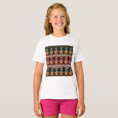 Pixel Art Heet Chocolade Kerst Patroon T-shirt (Voorkant volledig)