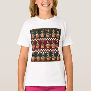 Pixel Art Heet Chocolade Kerst Patroon T-shirt