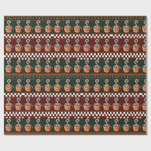 Pixel Art Heet Chocolade Kerstpatroon Cadeaupapier