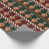 Pixel Art Heet Chocolade Kerstpatroon Cadeaupapier (Hoek)