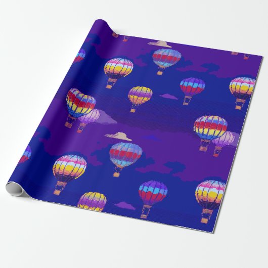 Pixel Art Heet Lucht Ballon Inpakpapier (Uitgerold)