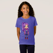 Pixel Art Karakter Paars Haar  T-shirt (Voorkant volledig)