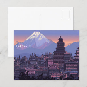 Pixel Art Kathmandu Nepal Briefkaart
