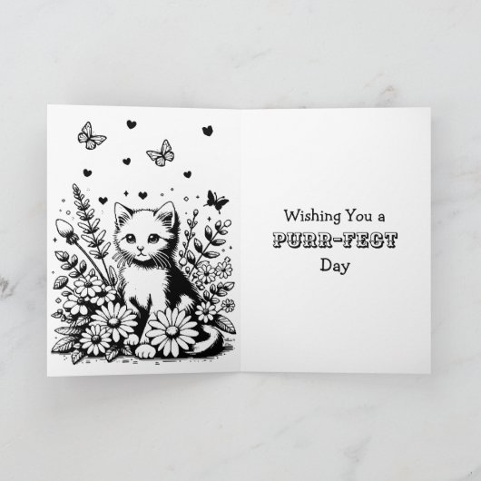 Pixel Art Katten en bloemen Denken aan jou Kaart (Binnen)