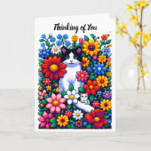 Pixel Art Katten en bloemen Denken aan jou Kaart (Gele Bloem)