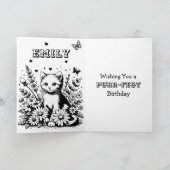 Pixel Art Katten en bloemen Gepersonaliseerde verj Kaart (Binnen)