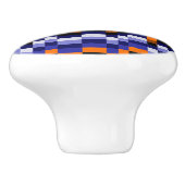 Pixel Art Keramische Knop – Blauw, Oranje & Aarde (Zijkant)