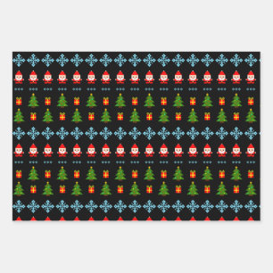 Pixel Art Kerst Inpakpapier Vel
