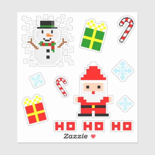 Pixel Art Kerst Set Sticker (Vel)