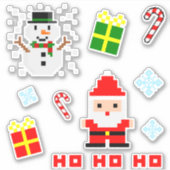 Pixel Art Kerst Set Sticker (Voorkant)