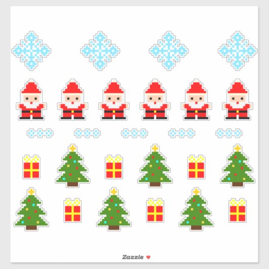 Pixel Art Kerst Set Sticker 2 (Vel)