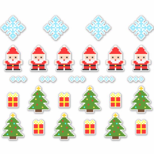 Pixel Art Kerst Set Sticker 2 (Voorkant)