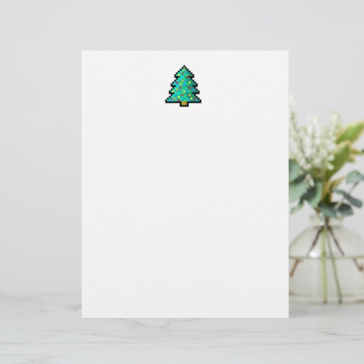 Pixel art kerstboom groen met versieringen (Staand voorkant)