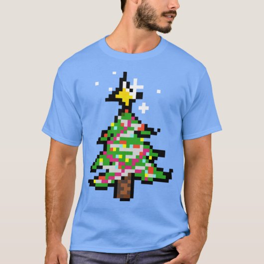 Pixel Art Kerstboom Oversized T-shirt (Voorkant)