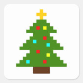 Pixel Art-kerstboom Vierkante Sticker (Voorkant)