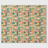 Pixel Art Kerstcadeau Patroon Cadeaupapier (Vlak)