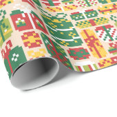 Pixel Art Kerstcadeau Patroon Cadeaupapier (Rol Hoek)