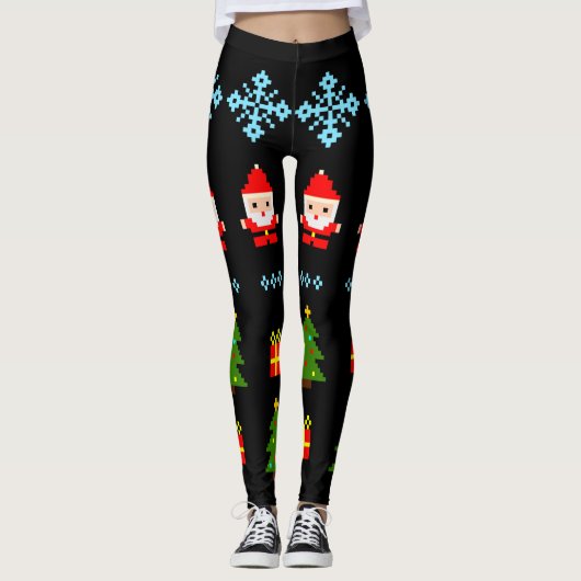 Pixel Art Kerstmis 2 Leggings (Voorkant)