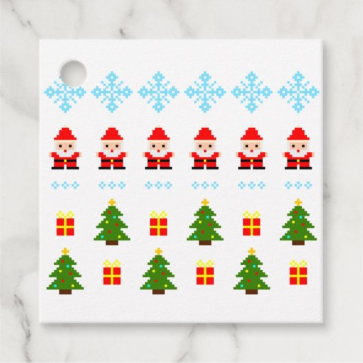 Pixel Art Kerstmis Bedankjes Labels (Voorkant)