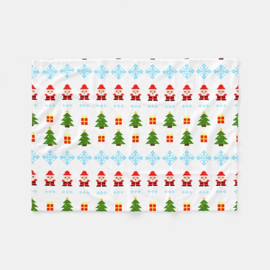 Pixel Art Kerstmis Fleece Deken (Voorkant (Horizontaal))