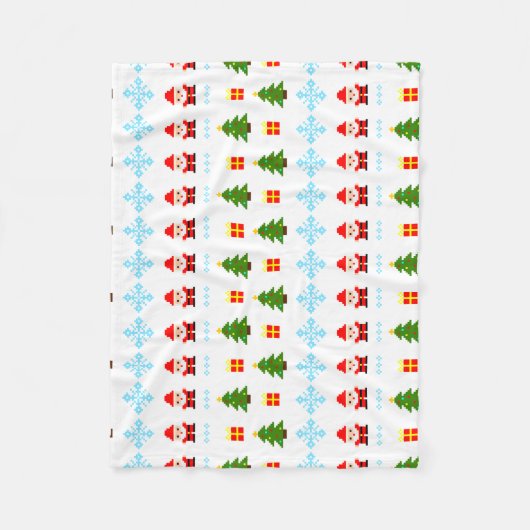 Pixel Art Kerstmis Fleece Deken (Voorkant)