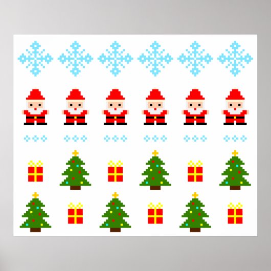 Pixel Art Kerstmis Poster (Voorkant)