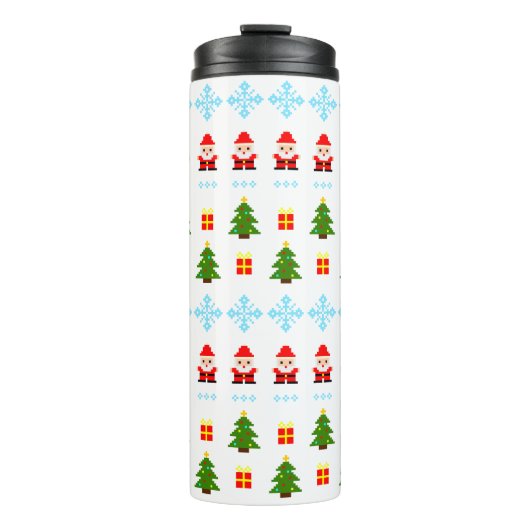 Pixel Art Kerstmis Thermosbeker (Voorkant)