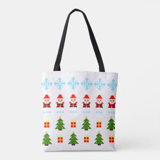 Pixel Art Kerstmis Tote Bag (Achterkant)