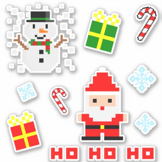 Pixel Art kerstset Sticker (Voorkant)