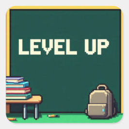 Pixel Art Level Up Studies Vierkant Vierkante Sticker