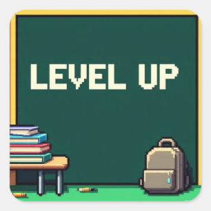 Pixel Art Level Up Studies Vierkant Vierkante Sticker
