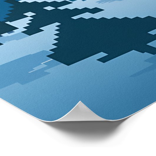 Pixel Art Lone Wolf onder de maan Poster (Hoek)