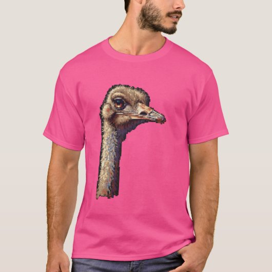 Pixel Art Lover - Struisvogel Papa Mama T-shirt (Voorkant)