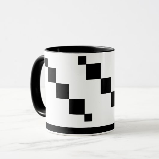 Pixel Art Mok – Zwart-wit minimalistische stijl (Voorkant links)